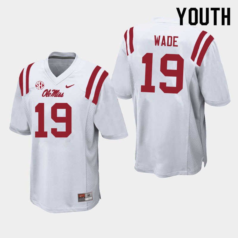 Dayton Wade Ole Miss Rebels NCAA Youth White #19 Stitched Limited College Football Jersey GTO7858JG